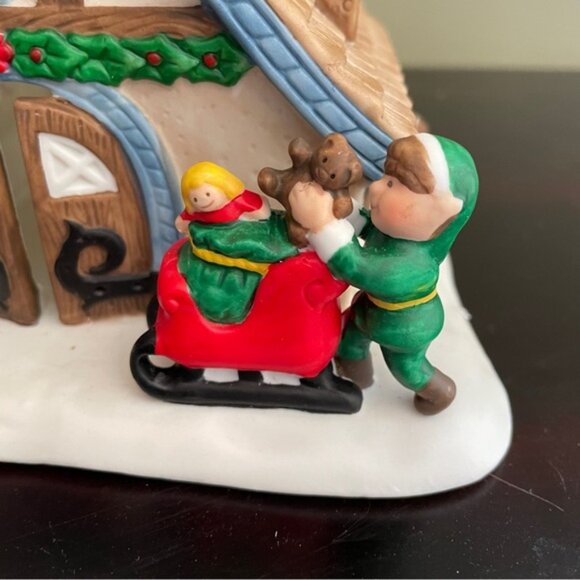 PartyLite Santa's Workshop Ceramic TeaLight Candle House Christmas Village Elves - Picture 2 of 11